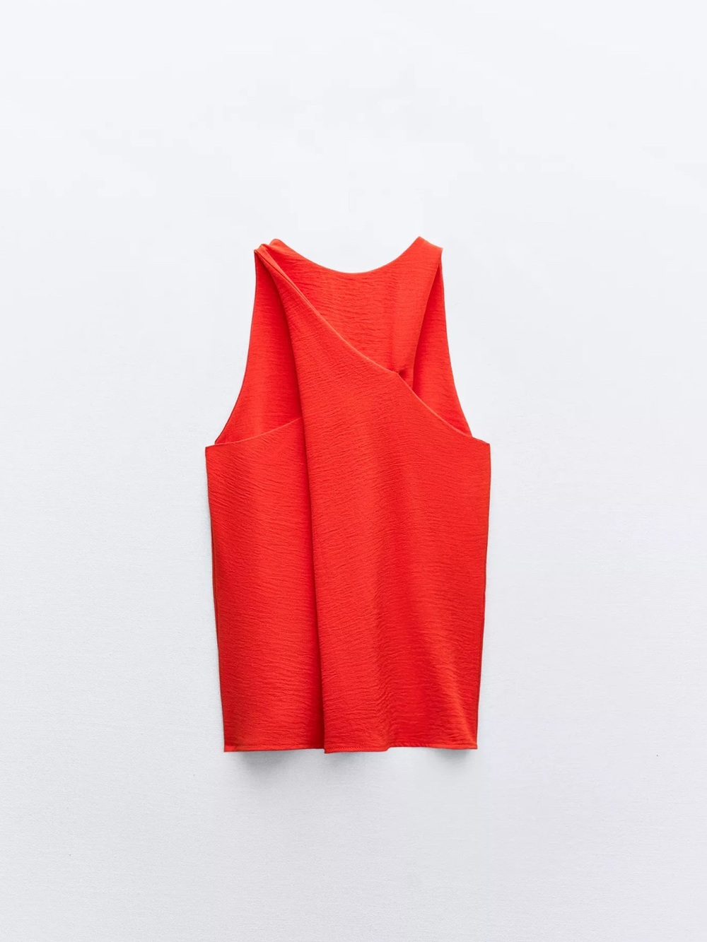 Zara Red Asymmetric Draped Tank Top